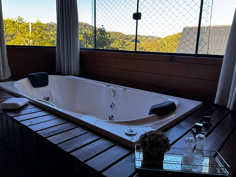 Chalé Bonna hidro lareira e cozinha perto Floripa.