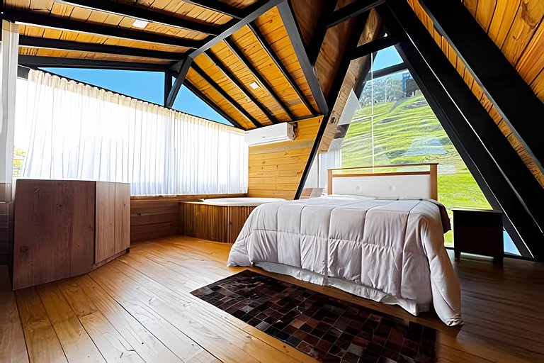 Chalé | Hidro | Churrasqueira | Deck com vista