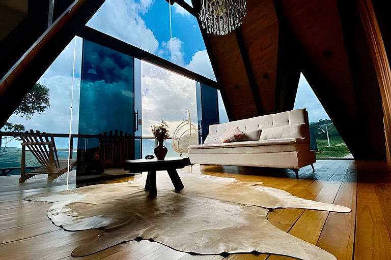 Chalé | Hidro | Churrasqueira | Deck com vista