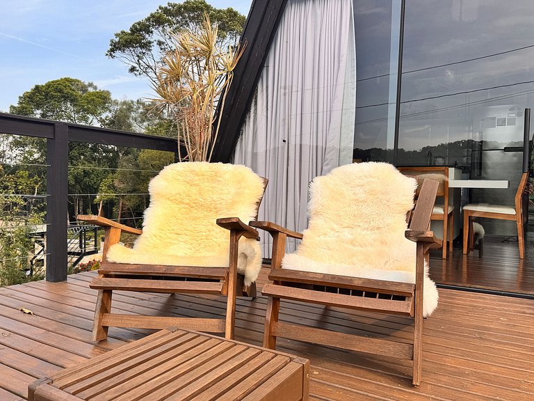 Chalé com Hidro, Lareira e Vista para o Vale